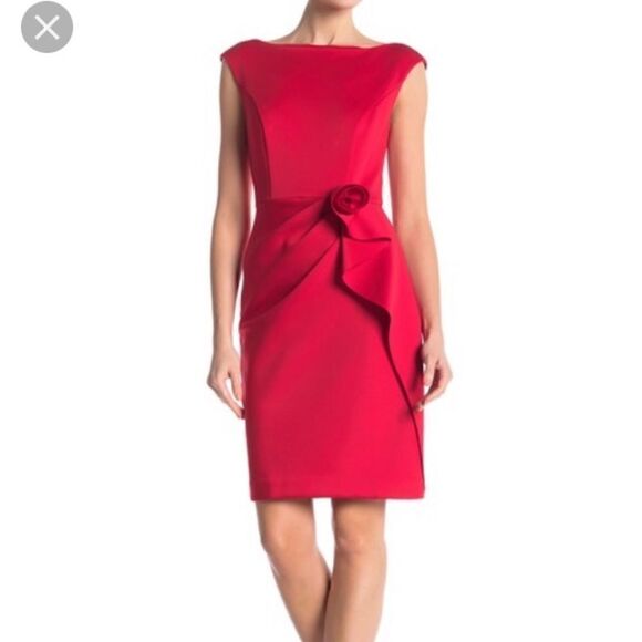 NWT MSRP $168 Vince Camuto Ruffled Sleeveless Sheath Dress Women's Size 10 - Picture 2 of 9